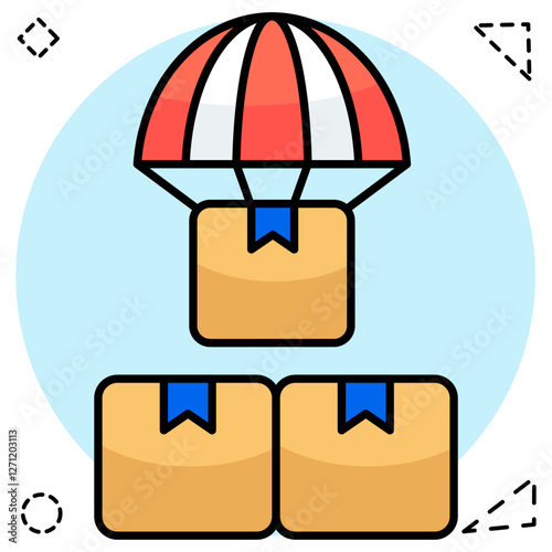 An icon design of parachute delivery