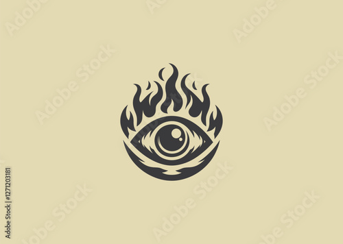 A bold and intense flaming eye logo symbolizing vision, power, and passion with a dynamic design.
