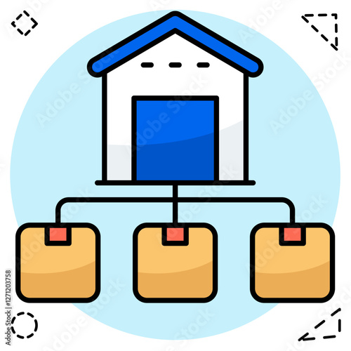 Flat design icon of warehouse