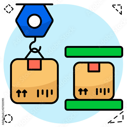 Conceptual flat design icon of parcel weighing