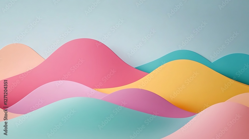 Fototapeta premium Abstract Pastel Waves Colorful Landscape Design