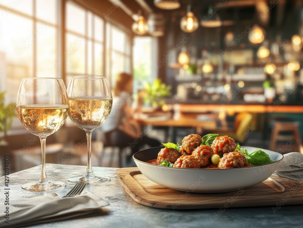 Savoring Italian Meatballs on Bread Cozy Bistro Culinary Delight Warm Atmosphere Close-Up Gourmet Experience Savoring Italian Meatballs on Bread Cozy Bistro Culinary Delight Warm Atmosphere Close-Up Gourmet Experience