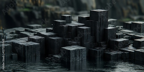 Abstract Dark Cubes Cityscape photo