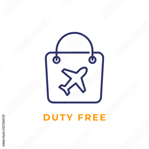 Duty free bag icon, line vector