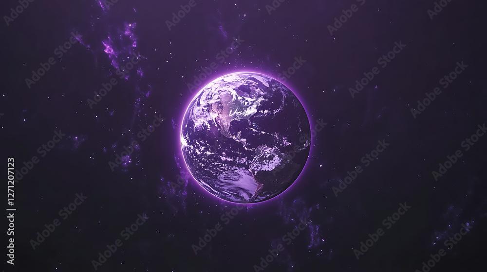 Earth in a Cosmic Purple Nebula Glowing Space Backdrop with Stars and Clouds of Gas Radiance Earth in a Cosmic Purple Nebula Glowing Space Backdrop with Stars and Clouds of Gas Radiance