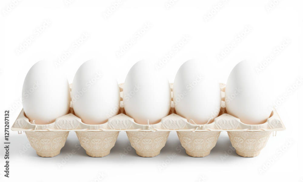 Fresh white eggs in decorative carton, perfect for Easter celebrations and cooking. elegant design adds touch of charm to any kitchen or dining setting Fresh white eggs in decorative carton, perfect for Easter celebrations and cooking. elegant design adds touch of charm to any kitchen or dining setting