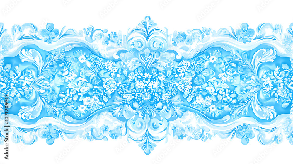 Elegant Blue Ornamented Floral Border with Intricate Swirls and Artistic Flourishes Design Elegant Blue Ornamented Floral Border with Intricate Swirls and Artistic Flourishes Design