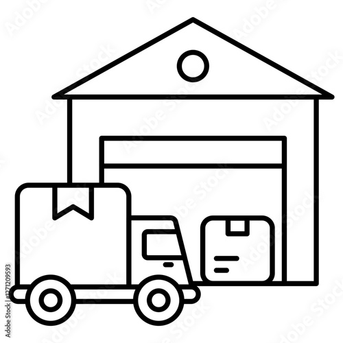 Flat design icon of warehouse