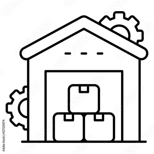 Flat design icon of warehouse