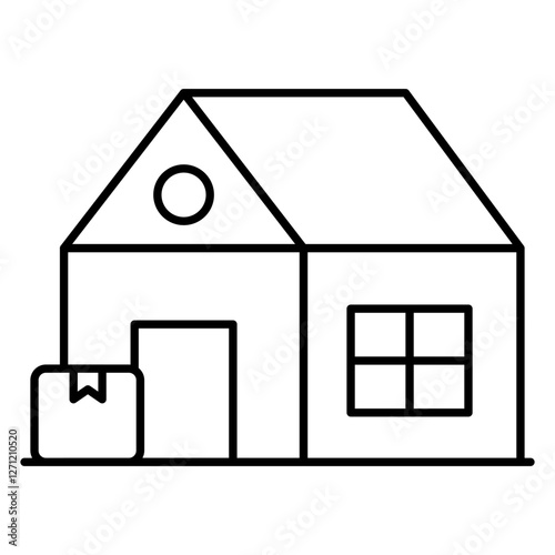 Flat design icon of warehouse