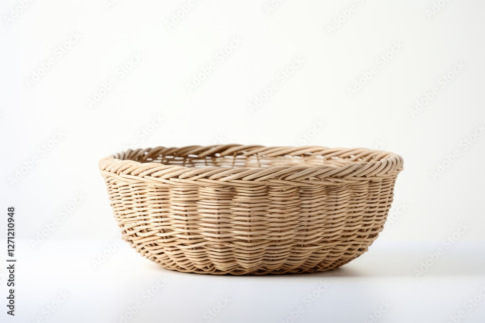 Obraz premium White background with an empty wicker basket