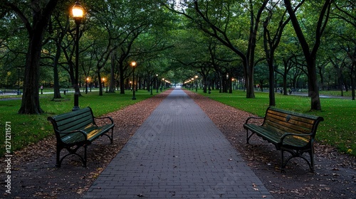 Serene Evening Path in a City Park