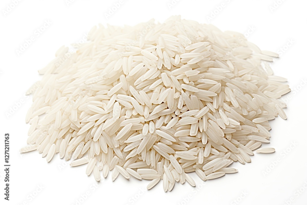 White Basmati Rice packaged on a white Background White Basmati Rice packaged on a white Background