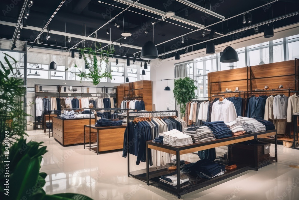 Fototapeta premium Clothing shopping store architecture.