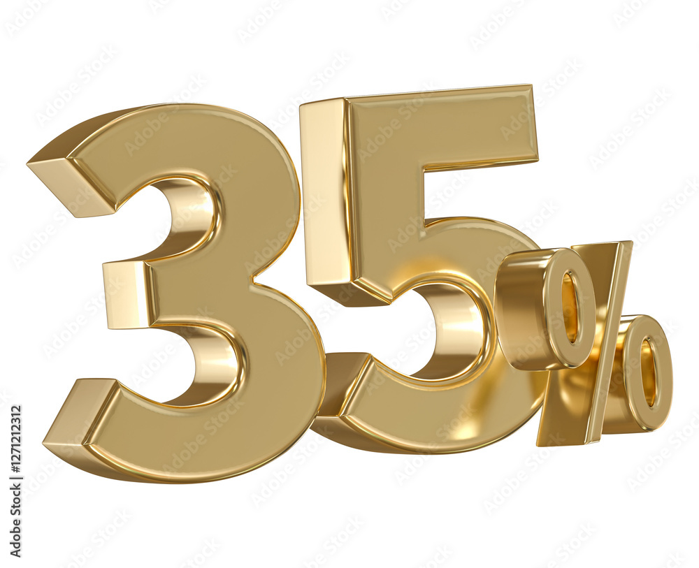 Golden 35% off: a photorealistic rendering of the number 35 in a shiny gold color with a percent symbol, set against a clean, timeless backdrop. Golden 35% off: a photorealistic rendering of the number 35 in a shiny gold color with a percent symbol, set against a clean, timeless backdrop.