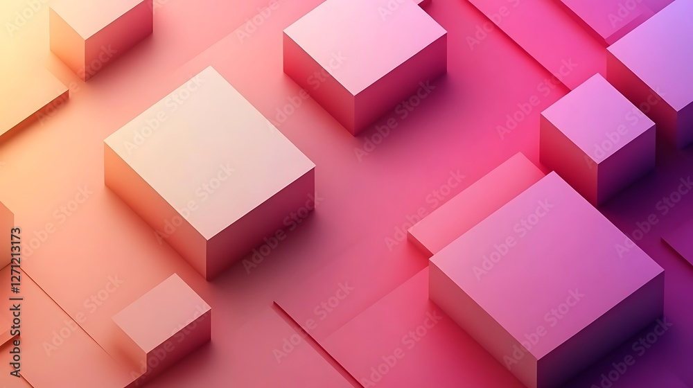 Abstract Pink and Orange Cubes Geometric Design Abstract Pink and Orange Cubes Geometric Design