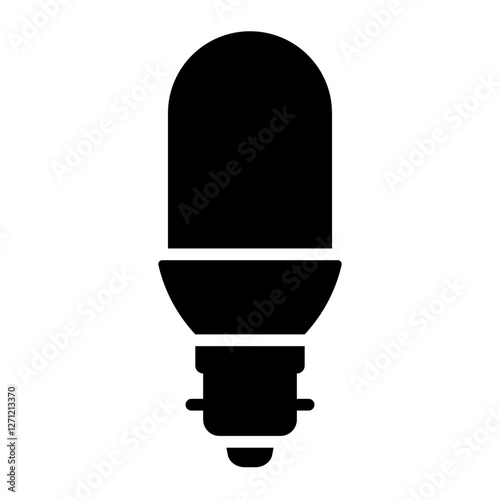 Compact fluorescent bulb glyph icon for energy efficient, eco friendly lighting
