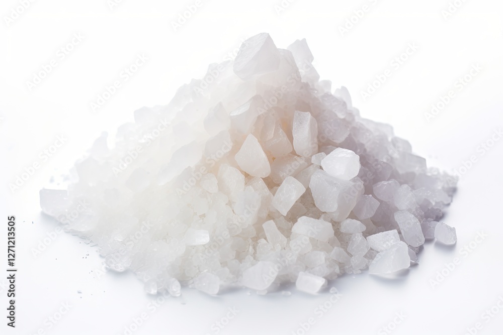 White rock salt on a white surface White rock salt on a white surface