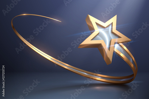Golden ring with star shape