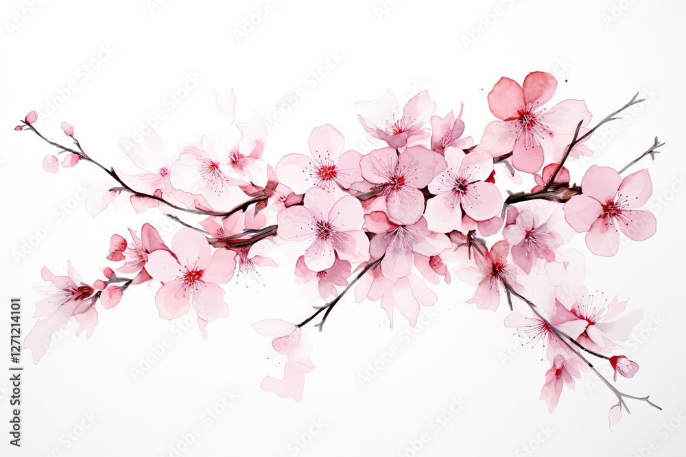 Fototapeta premium White with pink cherry blossom sakura