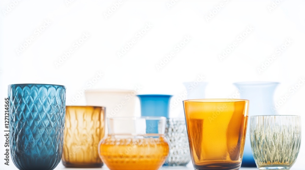 A Symphony of Colorful Drinking Vessels Against a Bright White Background A Symphony of Colorful Drinking Vessels Against a Bright White Background