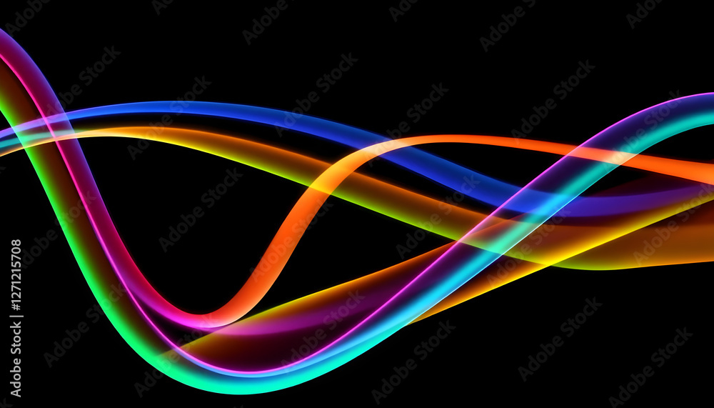 Naklejka premium Abstract flowing rainbow-colored lines creating a vibrant and dynamic visual