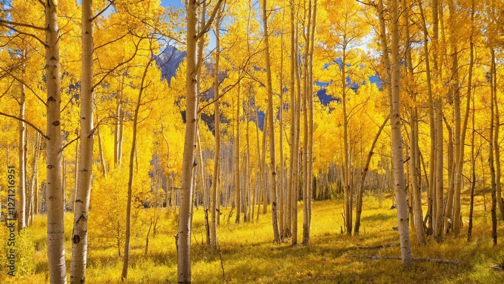 Obraz premium Autumn aspen tree forest in the San Juan Range of the Rocky Mountains, Colorado