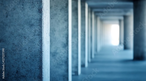Abstract View of Concrete Columns with Soft Focus Creating a Stylish Modern Architectural Composition : Generative AI