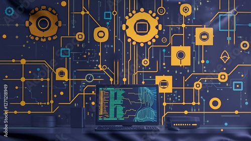 Technology banner for advertising, IT industry