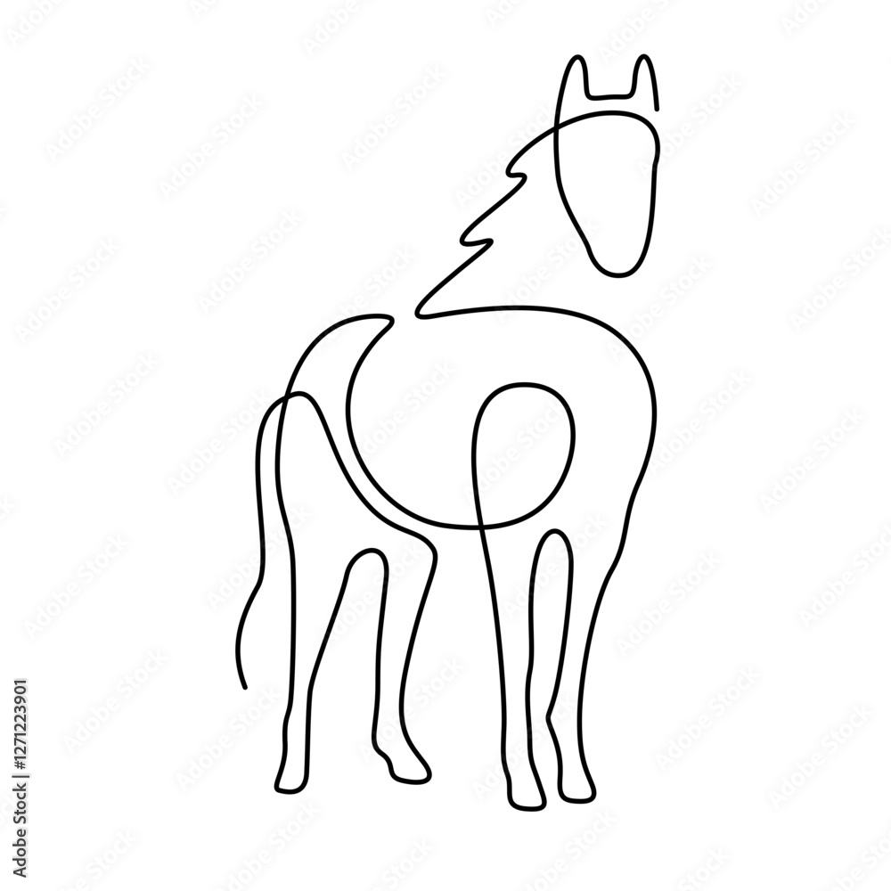 Obraz premium one line horse