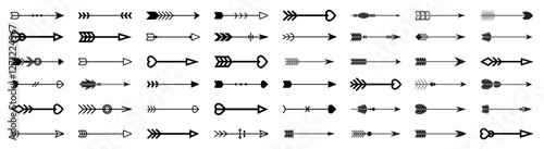Vintage arrow element collection. Set of black retro arrows decoration