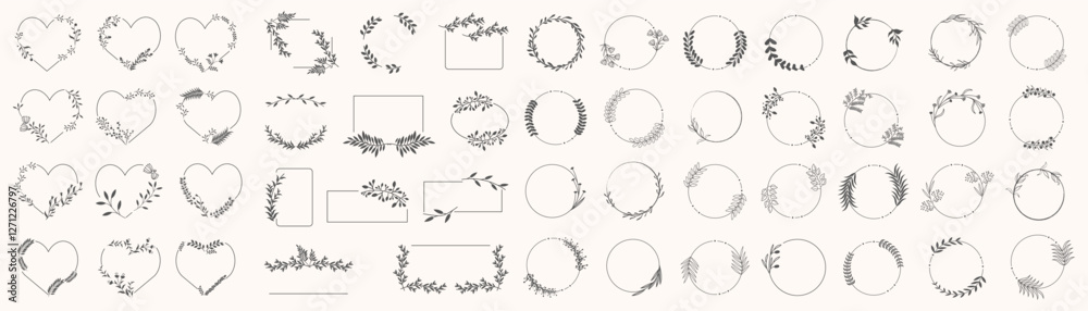 Floral frame circle elements collection. Set of floral frame Floral frame circle elements collection. Set of floral frame