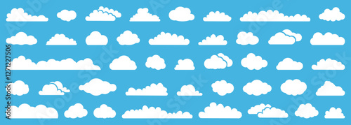 Cartoon sky cloud collection in a flat design. Set of cloud icons