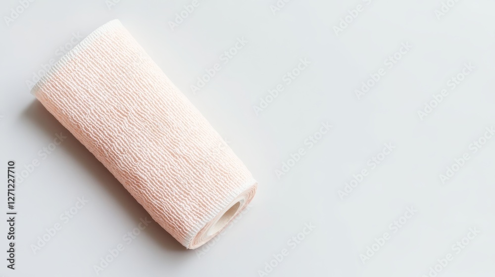 Obraz premium Compression Bandage Roll on Minimalist Background for Medical Use
