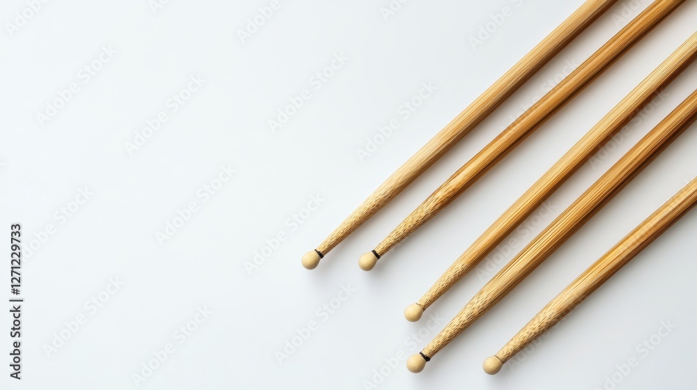 Drumsticks Arranged on White Surface for Creative Mockup Drumsticks Arranged on White Surface for Creative Mockup