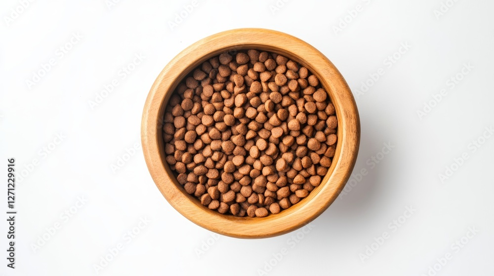 Elevated Feeder with Brown Pet Food on White Background Elevated Feeder with Brown Pet Food on White Background