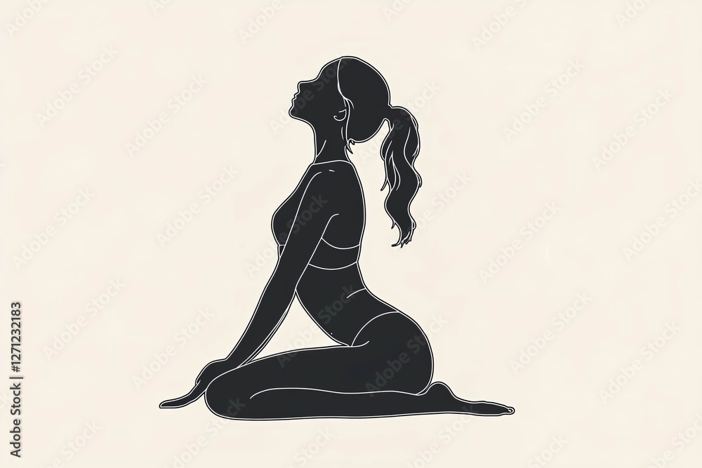 Silhouette of a girl maintaining the yoga Fish posture. Silhouette of a girl maintaining the yoga Fish posture.