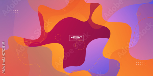 Purple and orange geometric business banner design. Creative banner design with wave and line shapes as template. Simple design on horizontal banner. Vector Eps10