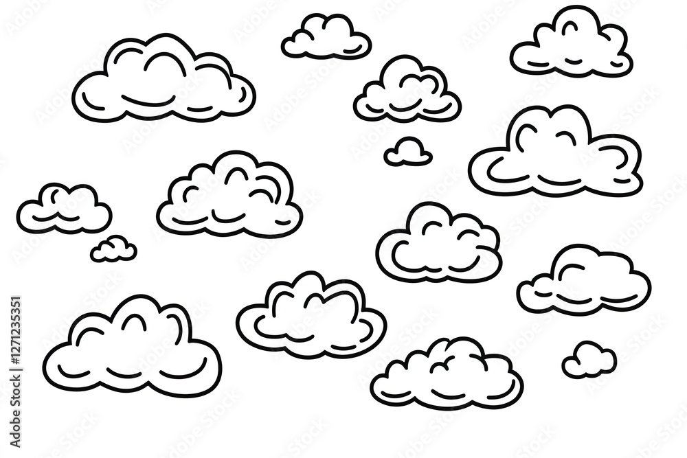 Cloud line shape, graphic clouds outline. Cloud line shape, graphic clouds outline.