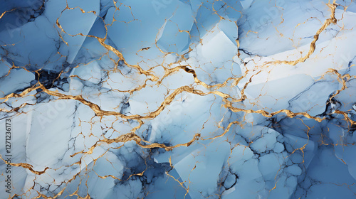 Marmer texture background with grey blue marble and gold pattern
 photo