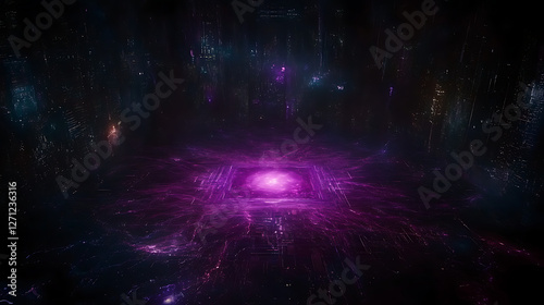 Obraz na płótnie Illuminated Rectangular Portal to the Realm of the Multiverse with Galactic Energy and Sci-Fi Elements w salonie