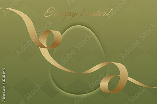 Faithful Easter. A refined golden-green Easter greeting with a swirling gold ribbon, symbolizing blessings, spirituality, and new beginnings.