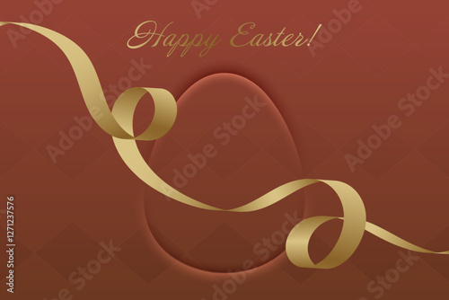 Christian Holiday. Easter celebration, golden ribbon, warm red background, church tradition, spiritual blessings, holy message, resurrection, family gathering, peace.