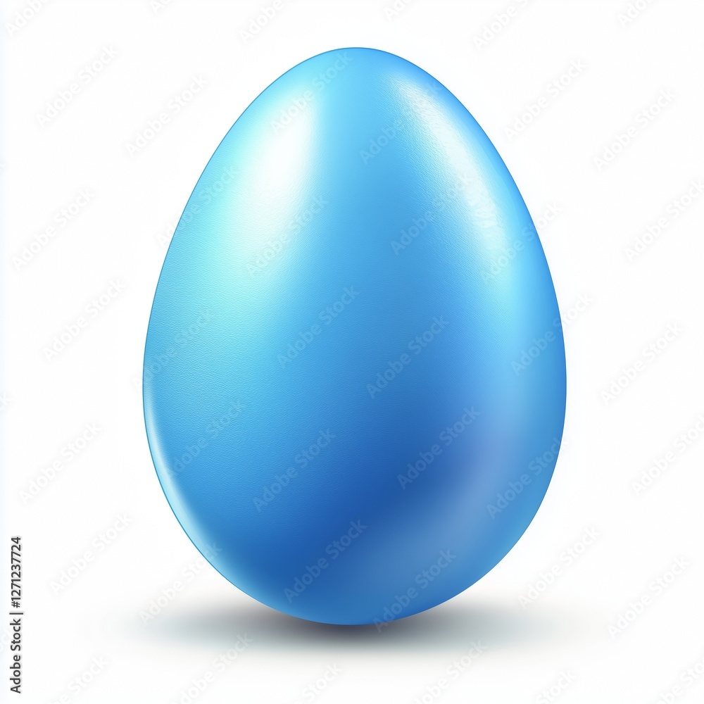 A realistic illustration of a bright blue egg with smooth shading, subtle texture, and glossy 3D appearance, centered on a clean white background with sharp, high-quality details. A realistic illustration of a bright blue egg with smooth shading, subtle texture, and glossy 3D appearance, centered on a clean white background with sharp, high-quality details.