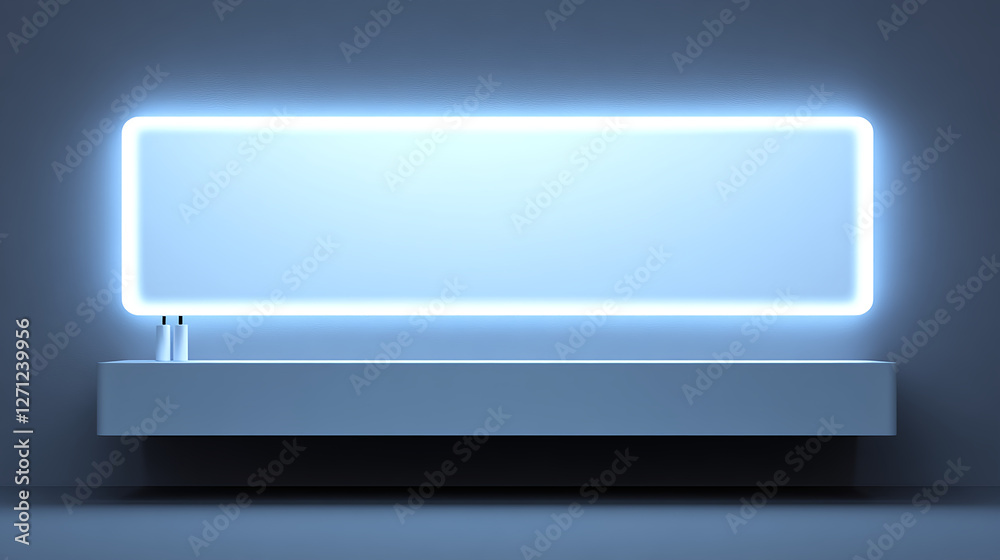 Illuminated modern display minimalist space digital art indoor eye-level sleek design concept Illuminated modern display minimalist space digital art indoor eye-level sleek design concept