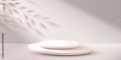 Space with shadow from plant on wall, scene with bright light from the window. Vector illustration 