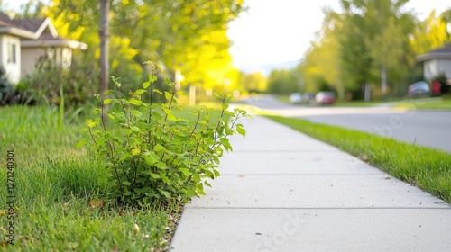 Wallpaper Mural Green Plant Growing on a Residential Sidewalk Torontodigital.ca