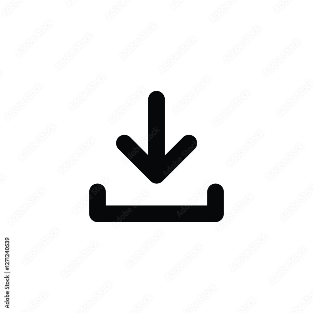 Downward line Icon isolated on white background. download icon in trendy flat style, vector illustration