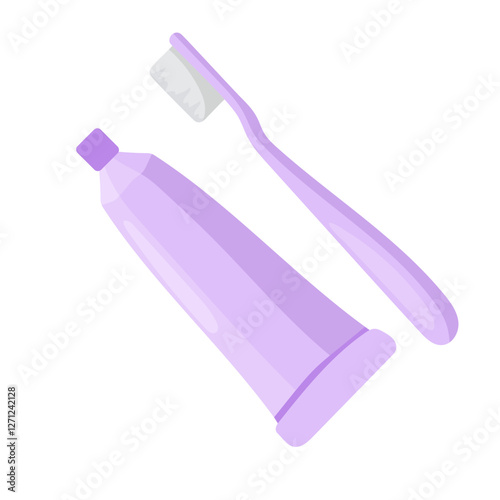 Dental care set icon. Toothpaste tube and toothbrush. Essential items for oral hygiene and fresh breath.