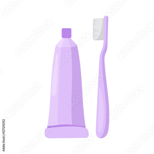 Dental hygiene set icon. Toothpaste and toothbrush. Essential items for maintaining oral health and freshness.
